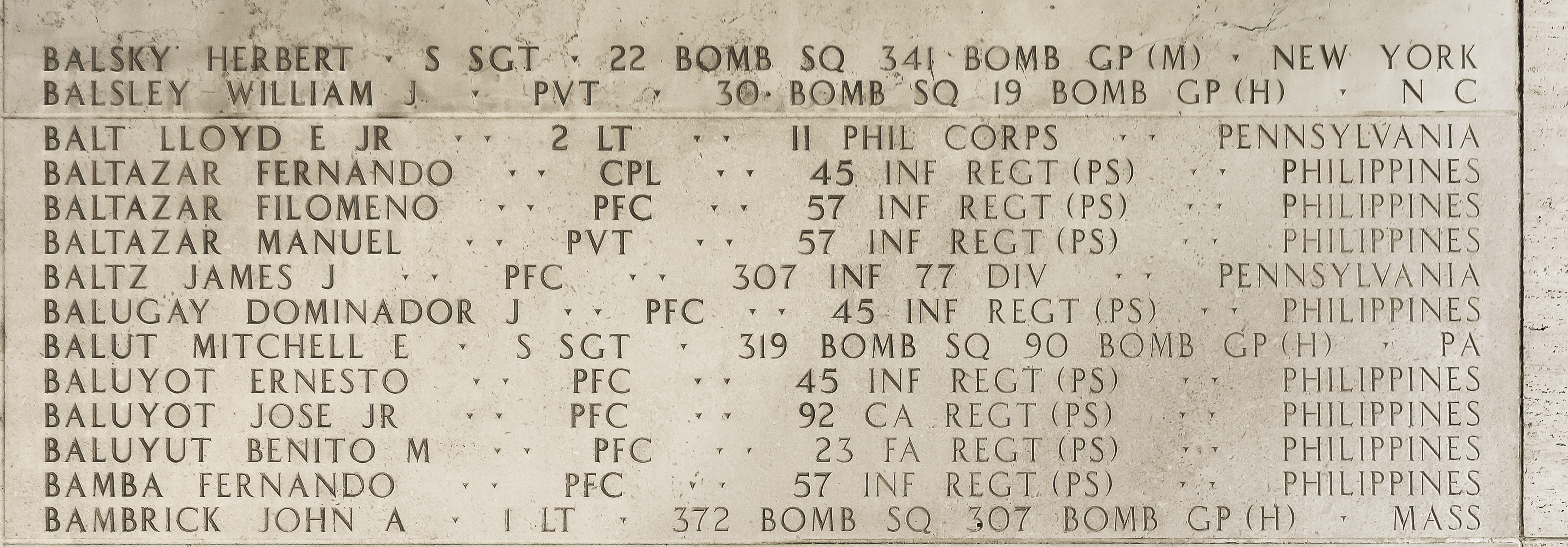 Lloyd E. Balt, Second Lieutenant